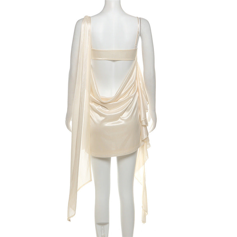 Women's Satin Cutout Draped Mini Dress