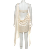 Women's Satin Cutout Draped Mini Dress