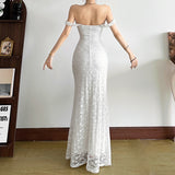 Women's Floral Lace Bodycon Maxi Dress