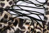 Women's Leopard Print Lace Panel Maxi Dress