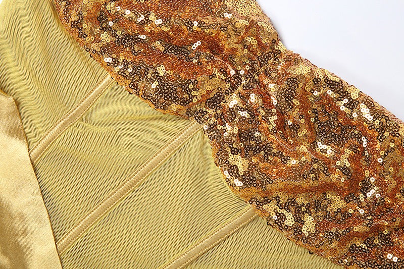 Women's Sequin Corset Mini Dress with Wrap Skirt