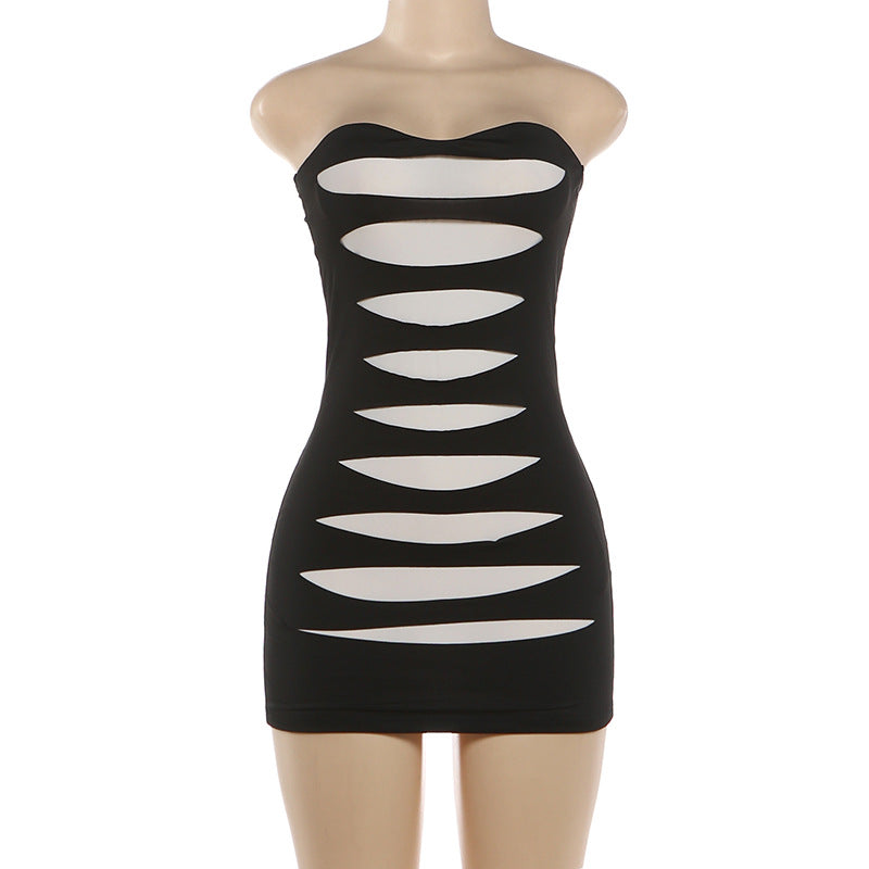 Women's Strapless Cutout Bodycon Mini Dress Sexy