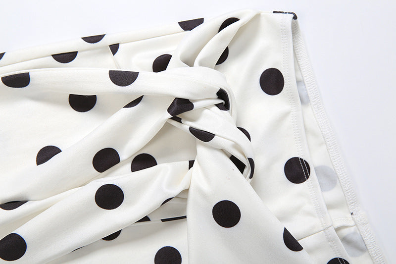 Polka Dot Crop Top and Tie Waist Capri Set Women