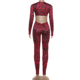 Leopard Print Deep V Neck Bodycon Jumpsuit