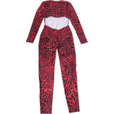 Leopard Print Deep V Neck Bodycon Jumpsuit