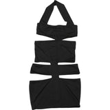 Black Cut Out Halter Mini Dress Clubwear Women Set