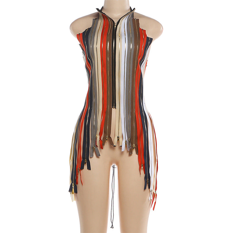 Women's Zip Fringe Festival Top Vest