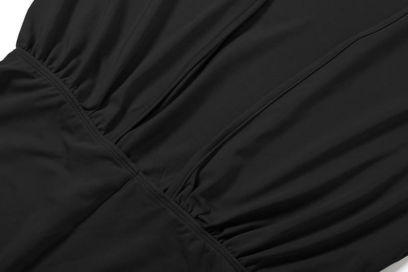 Women's Black Batwing Sleeve Romper Shorts Outfit