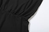 Women's Black Batwing Sleeve Romper Shorts Outfit