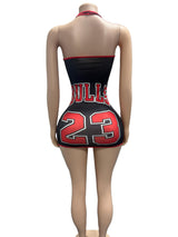 Women's Lace-Up Sports Graphic Bodycon Mini Dress