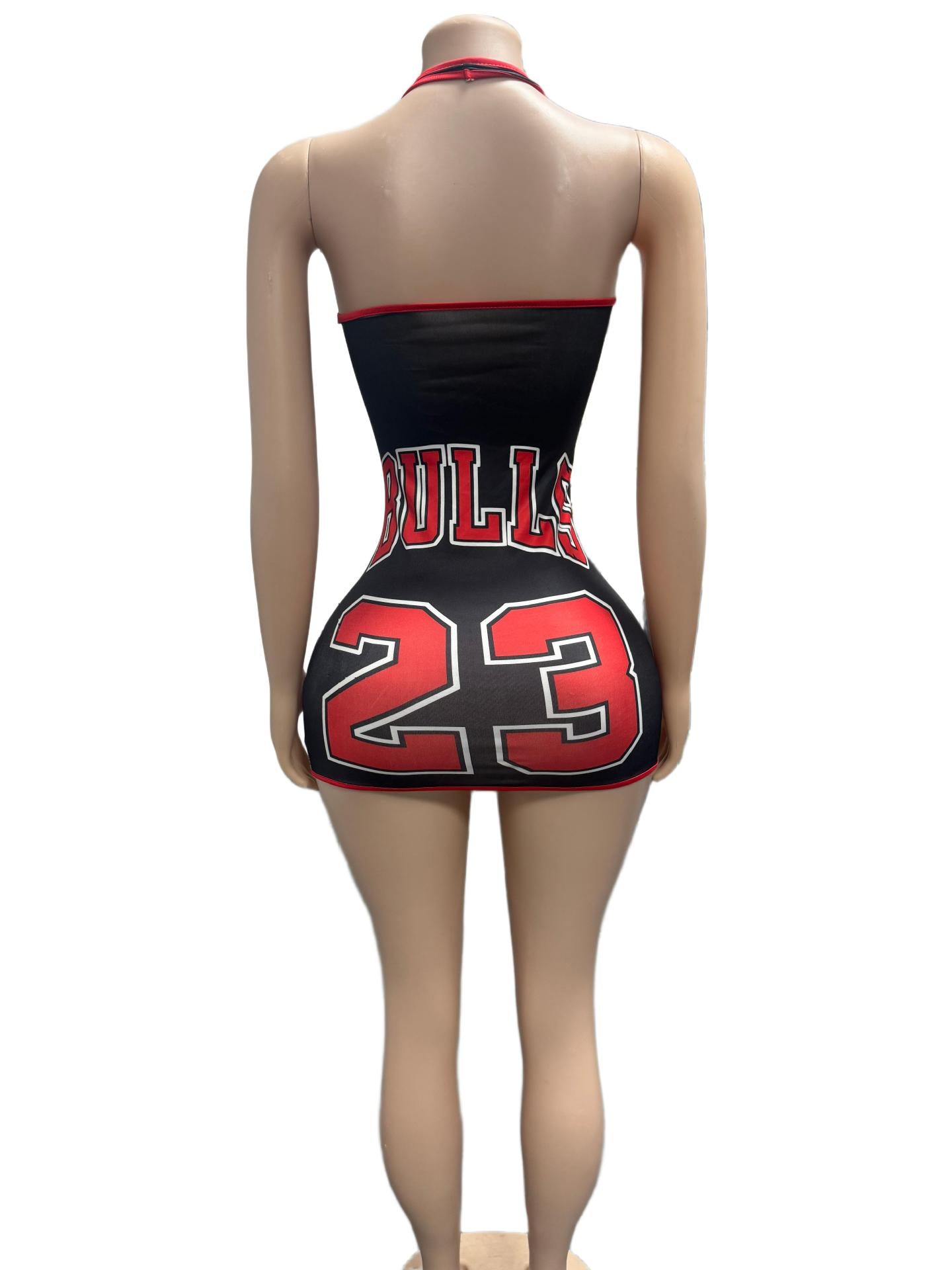Women's Lace-Up Sports Graphic Bodycon Mini Dress