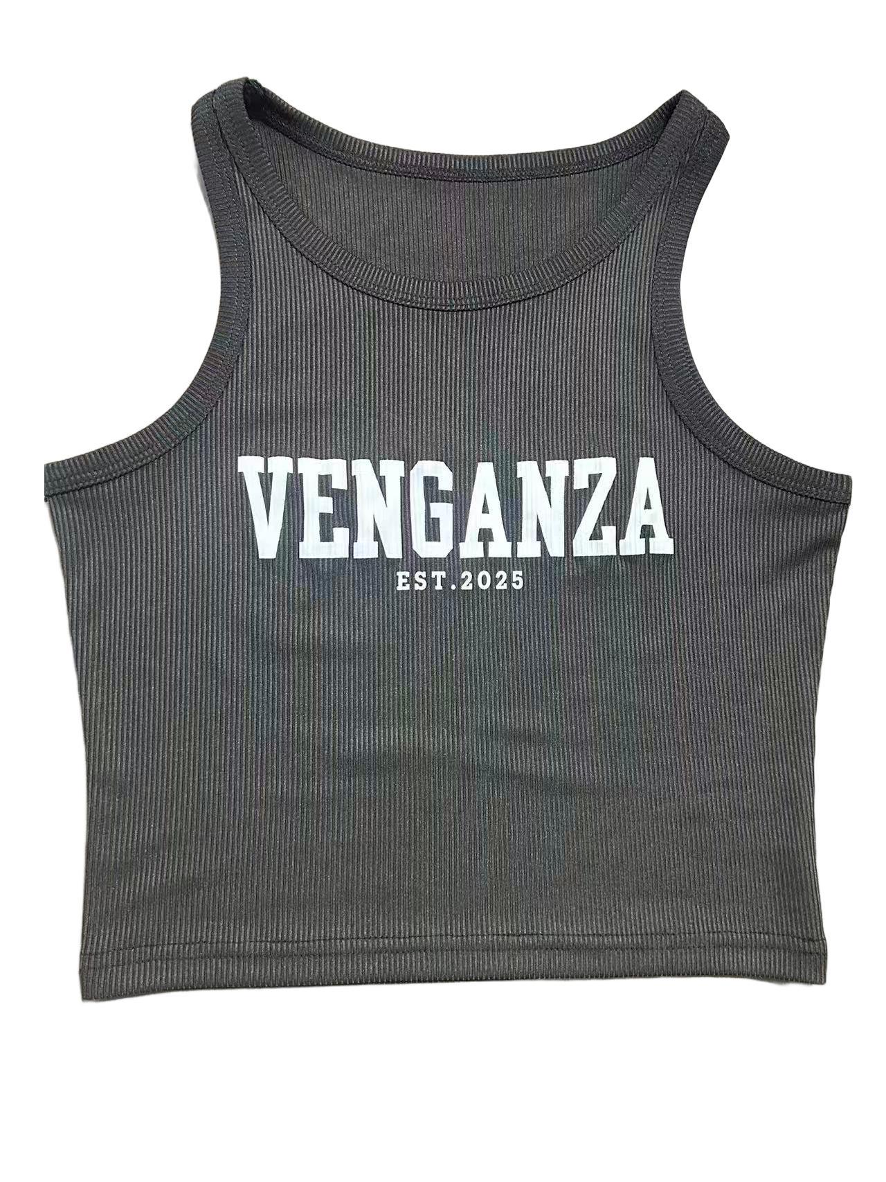 Women's Black Ribbed Graphic Racerback Crop Top