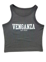 Women's Black Ribbed Graphic Racerback Crop Top