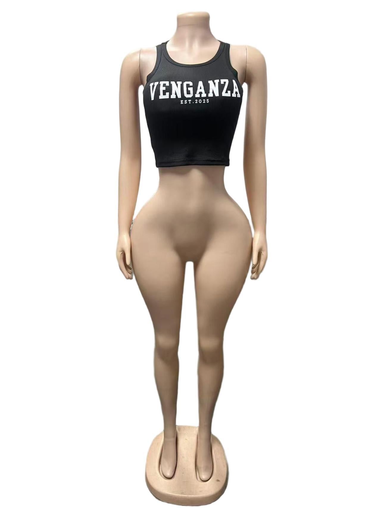 Women's Black Ribbed Graphic Racerback Crop Top