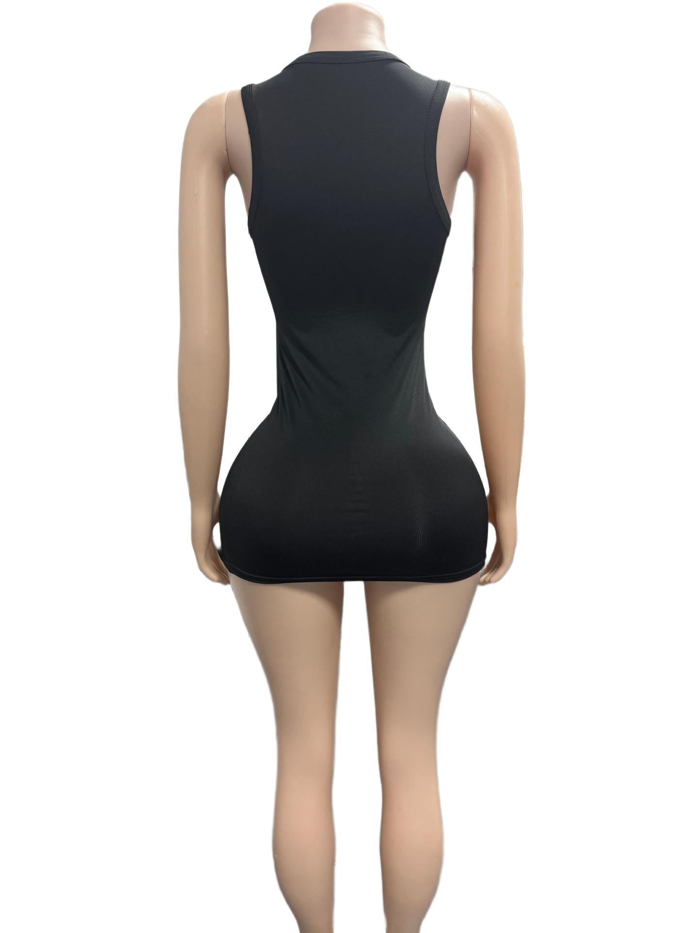 Women's Studded Graphic Bodycon Mini Dress Black
