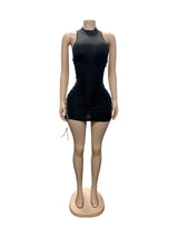 Women's Black Lace-Up Cutout Bodycon Mini Dress
