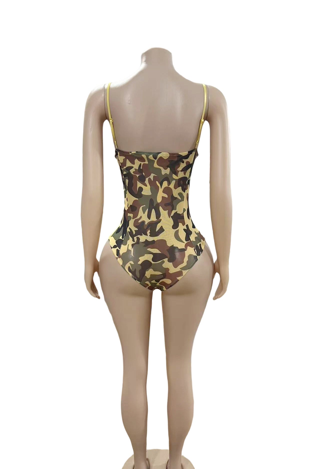 Women's Camouflage Mesh Bodysuit Cami Outfit Chic