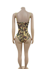 Women's Camouflage Mesh Bodysuit Cami Outfit Chic