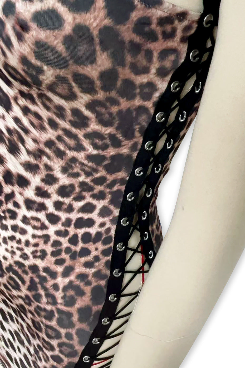 Women's Leopard One Shoulder Lace-Up Mini Dress