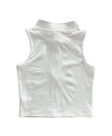 Women's White Ribbed Zip Mock Neck Crop Top Chic