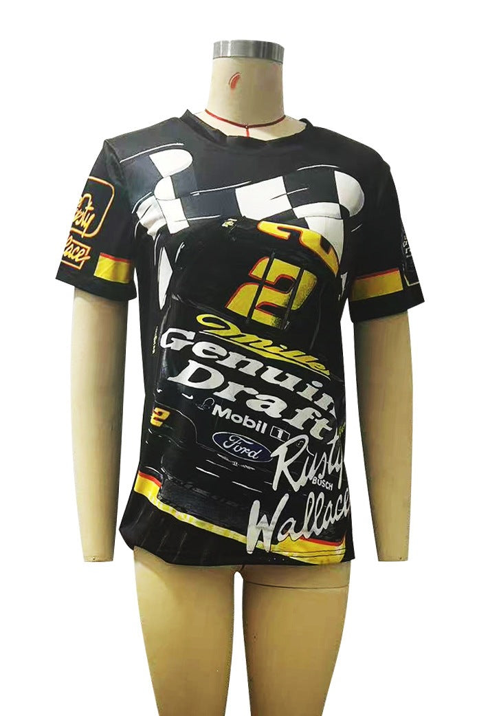 Women's Racing Graphic Oversized Casual T-Shirt