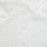 Women's White Lace Eyelet Button Front Crop Blouse