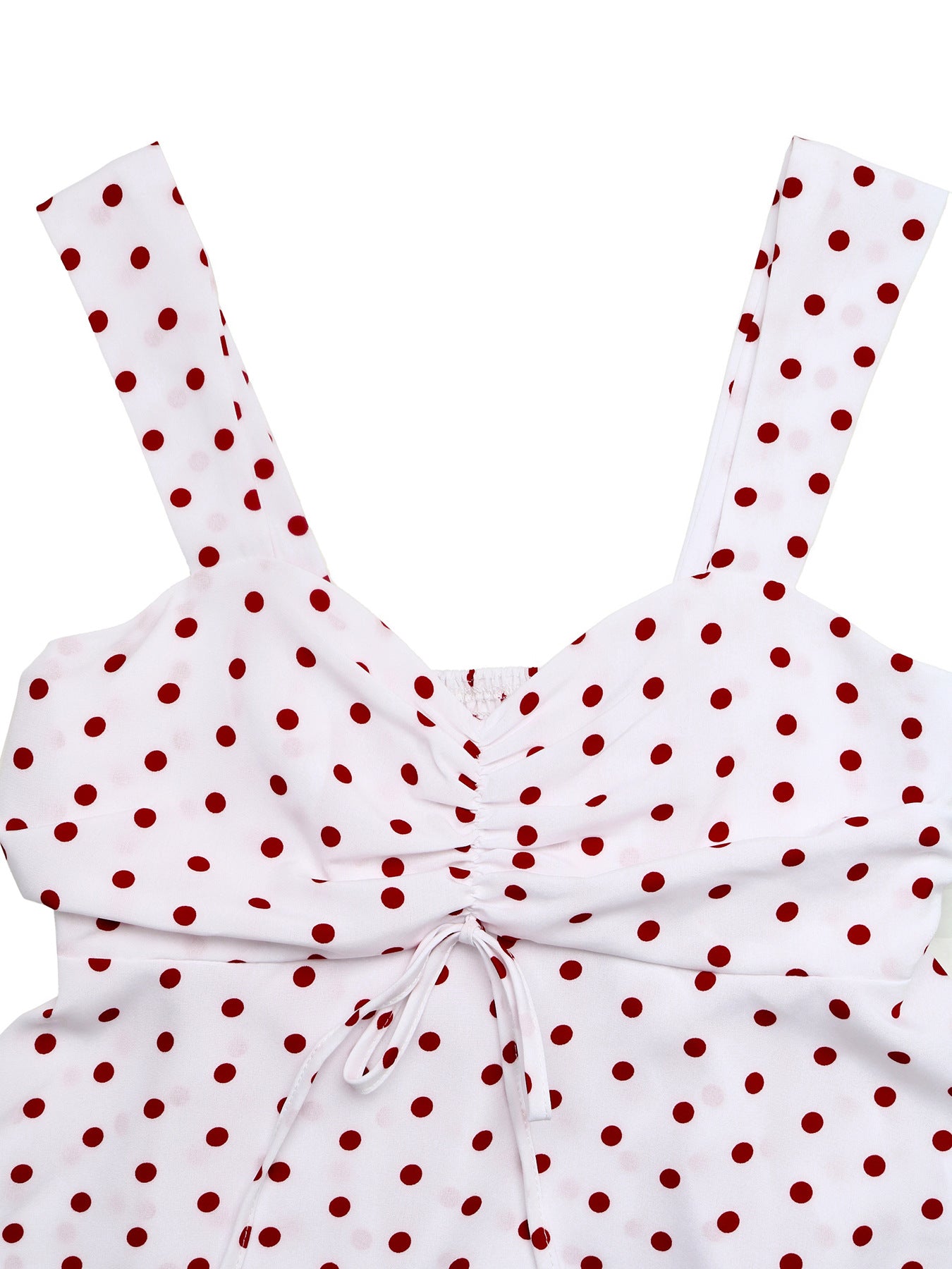 Women's Red Polka Dot Ruched Peplum Cami Tank Top