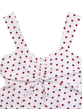Women's Red Polka Dot Ruched Peplum Cami Tank Top