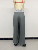 Women's High Waist Wide Leg Lace Trim Trousers