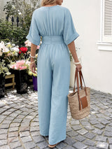 Women's V-Neck Wide Leg Casual Summer Jumpsuit