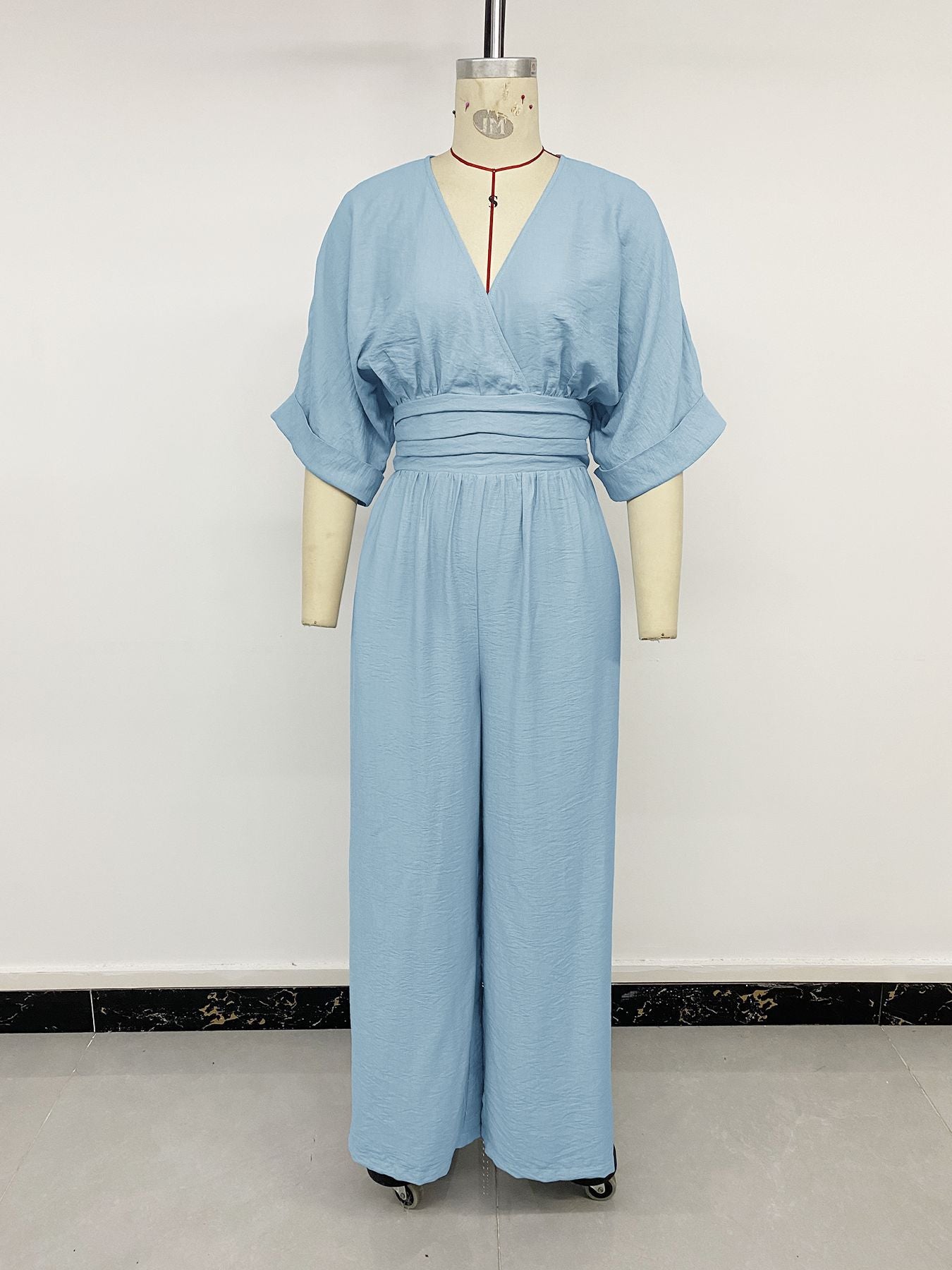 Women's V-Neck Wide Leg Casual Summer Jumpsuit