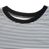 Striped Cap Sleeve Ribbed Knit T-Shirt