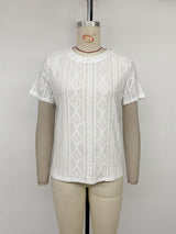 Pointelle Knit Short Sleeve Tee