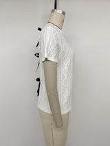 Pointelle Knit Short Sleeve Tee