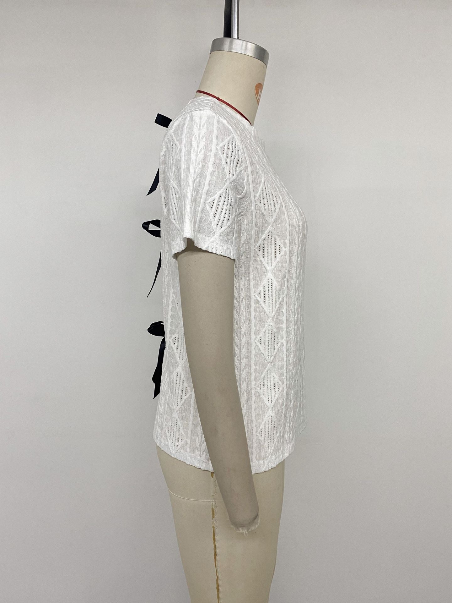 Pointelle Knit Short Sleeve Tee