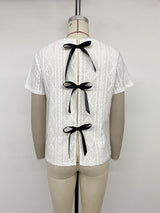 Pointelle Knit Short Sleeve Tee
