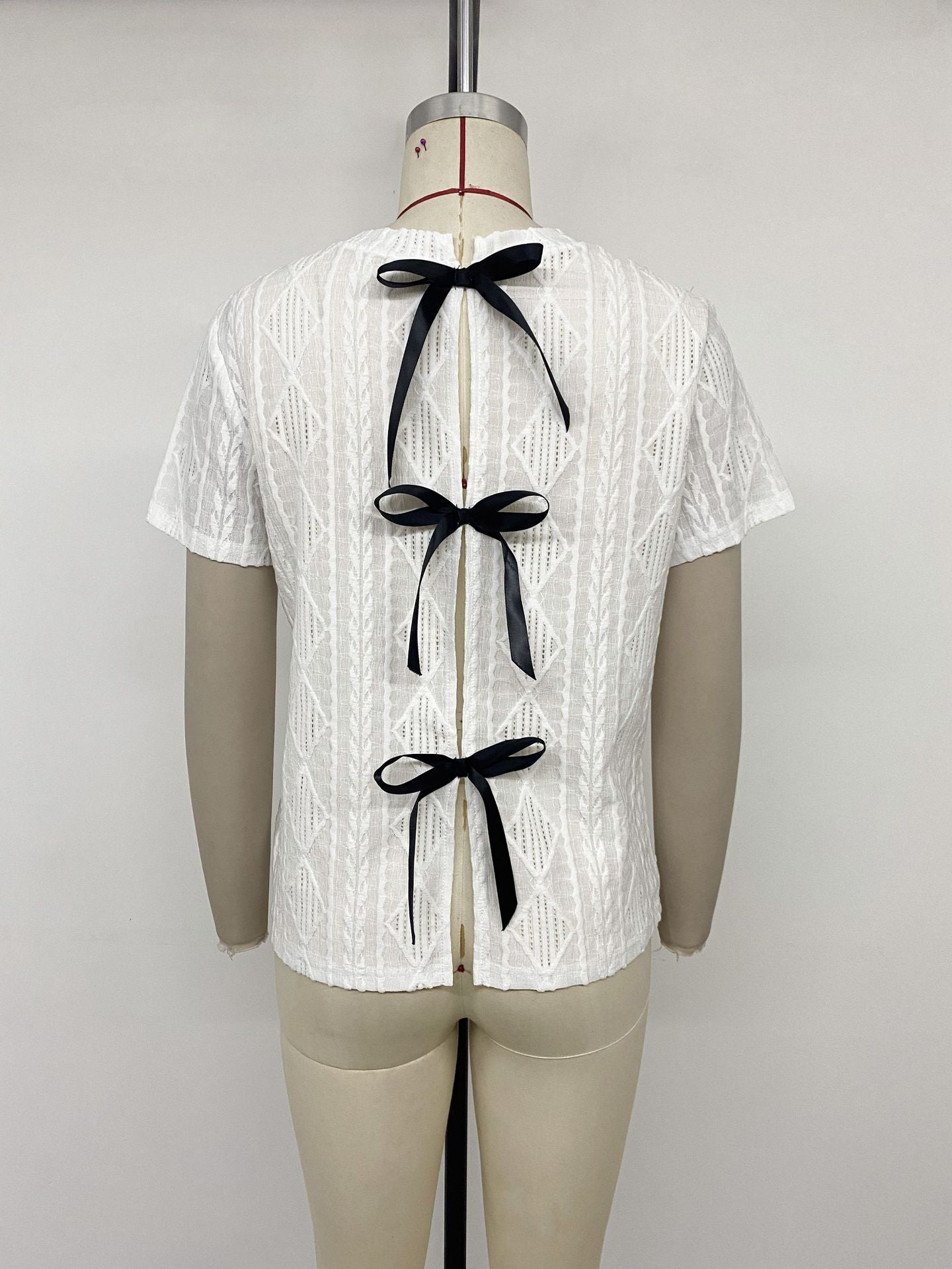 Pointelle Knit Short Sleeve Tee