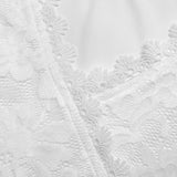 White Floral Lace Asymmetric Surplice Dress