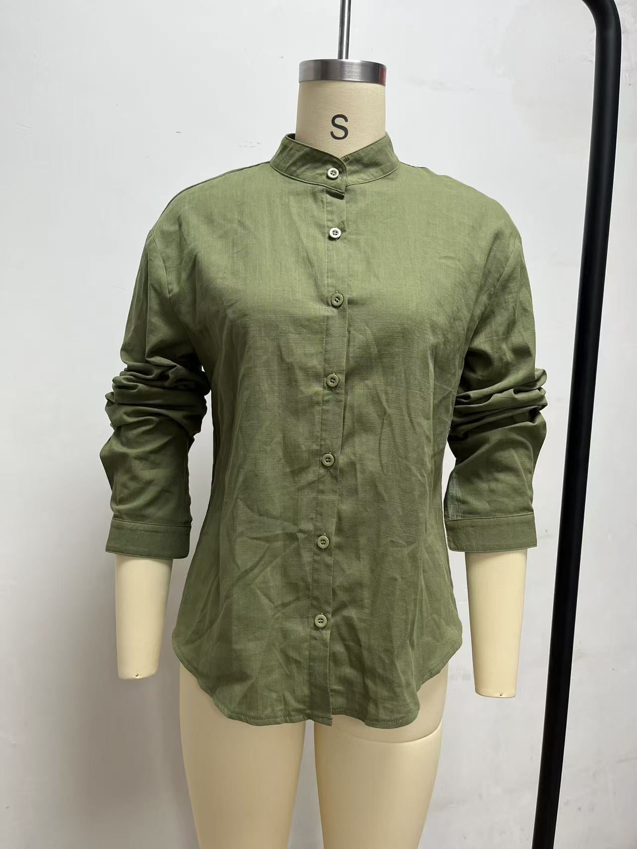 Women's Linen Blend Button Down Casual Shirt