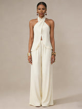 Women's Halter Neck Wide Leg Pant Set