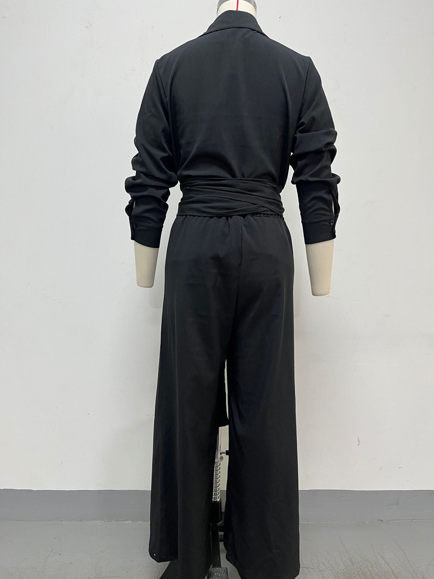 Women's Belted Wide Leg Linen Blend Jumpsuit