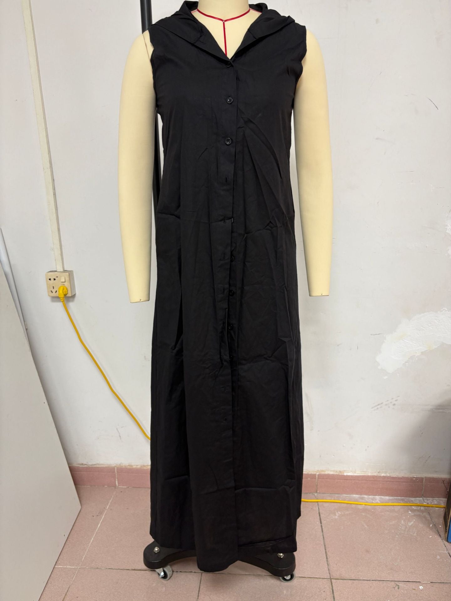 Women's Sleeveless Button Front Maxi Shirt Dress