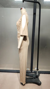 Women's Ruched Waist Wide Leg Elegant Jumpsuit