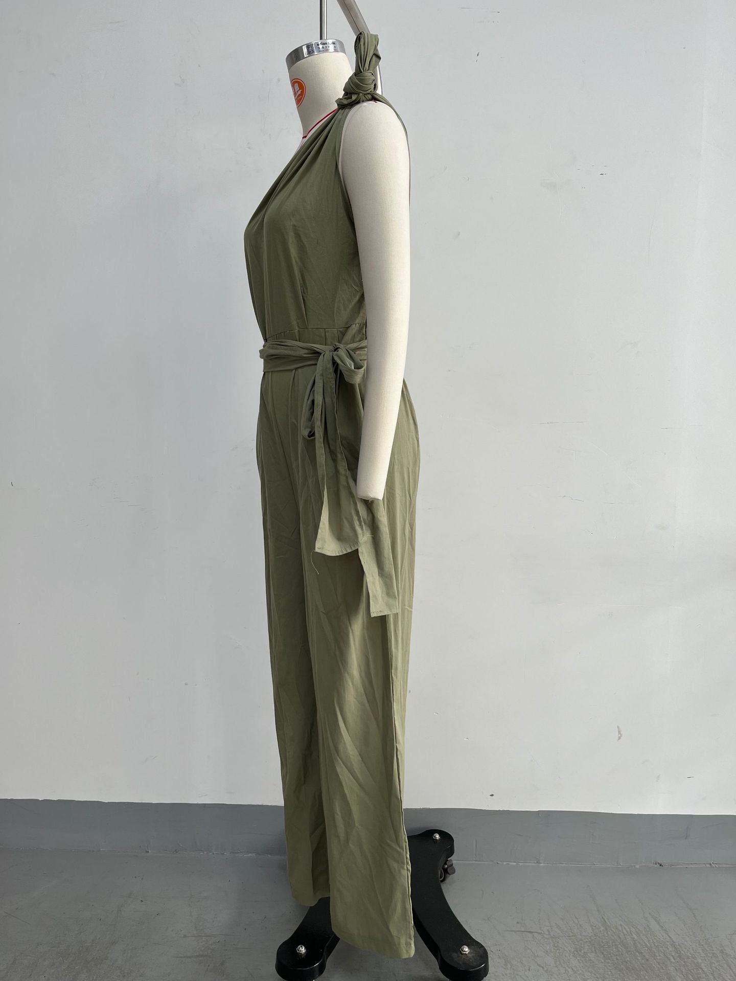 Women's One Shoulder Wide Leg Tie Waist Jumpsuit