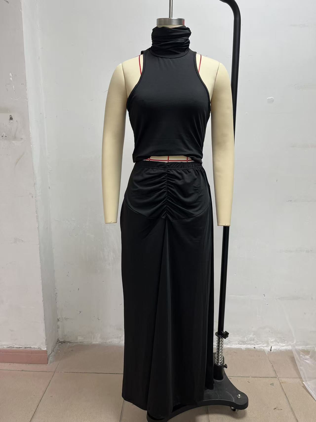 Women's High Neck Cutout Flowy Maxi Dress