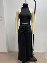 Women's High Neck Cutout Flowy Maxi Dress