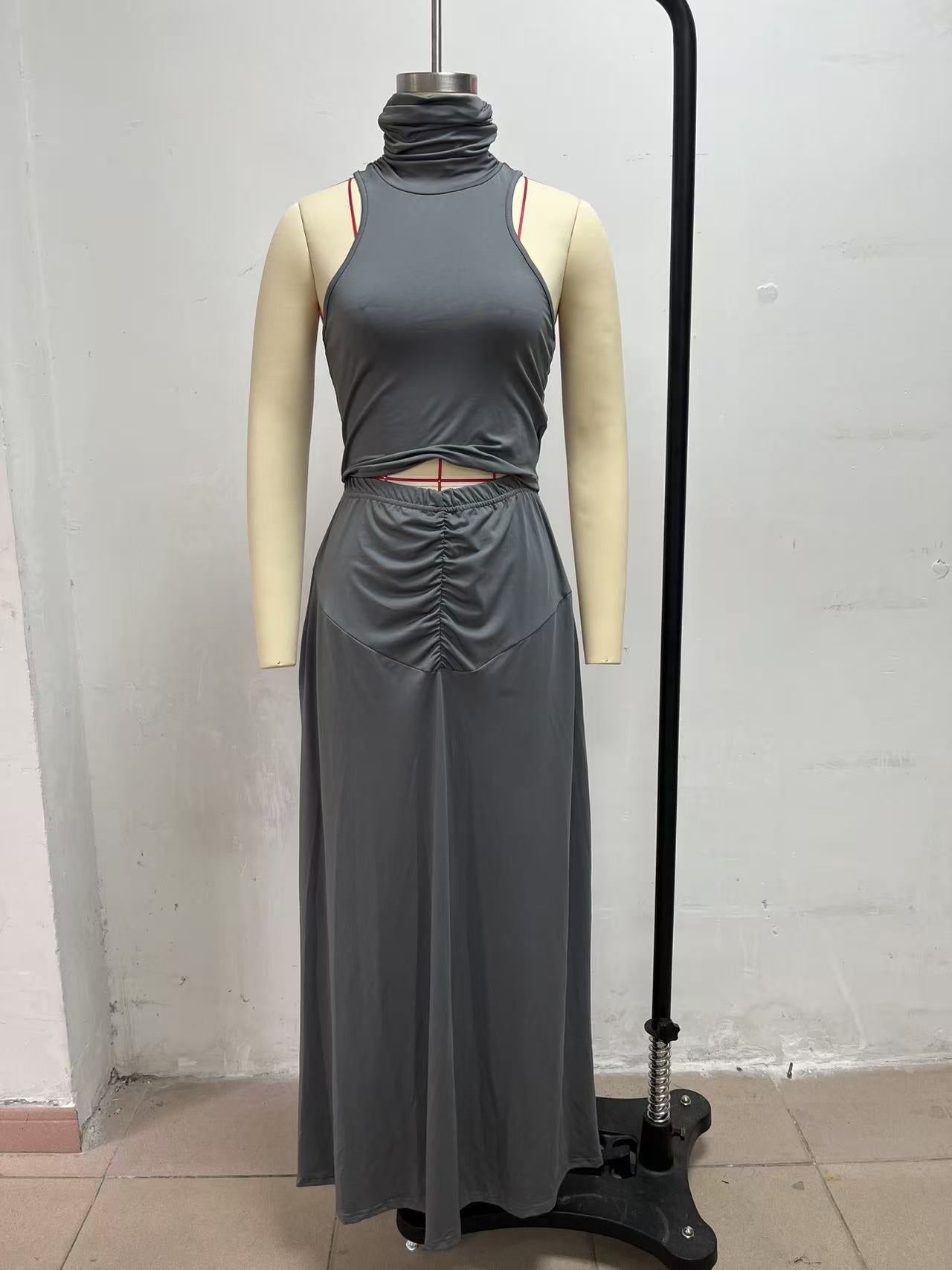 Women's High Neck Cutout Flowy Maxi Dress