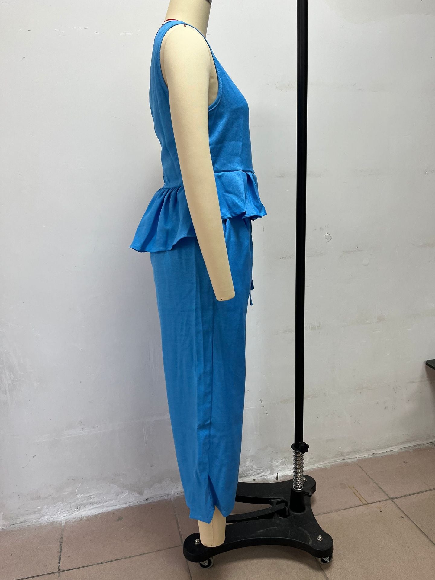 Women's Ruffle Crop Top & Wide Leg Pant Set