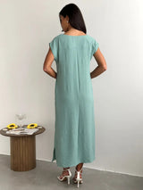 Women's Casual Side Slit Maxi Lounge Dress