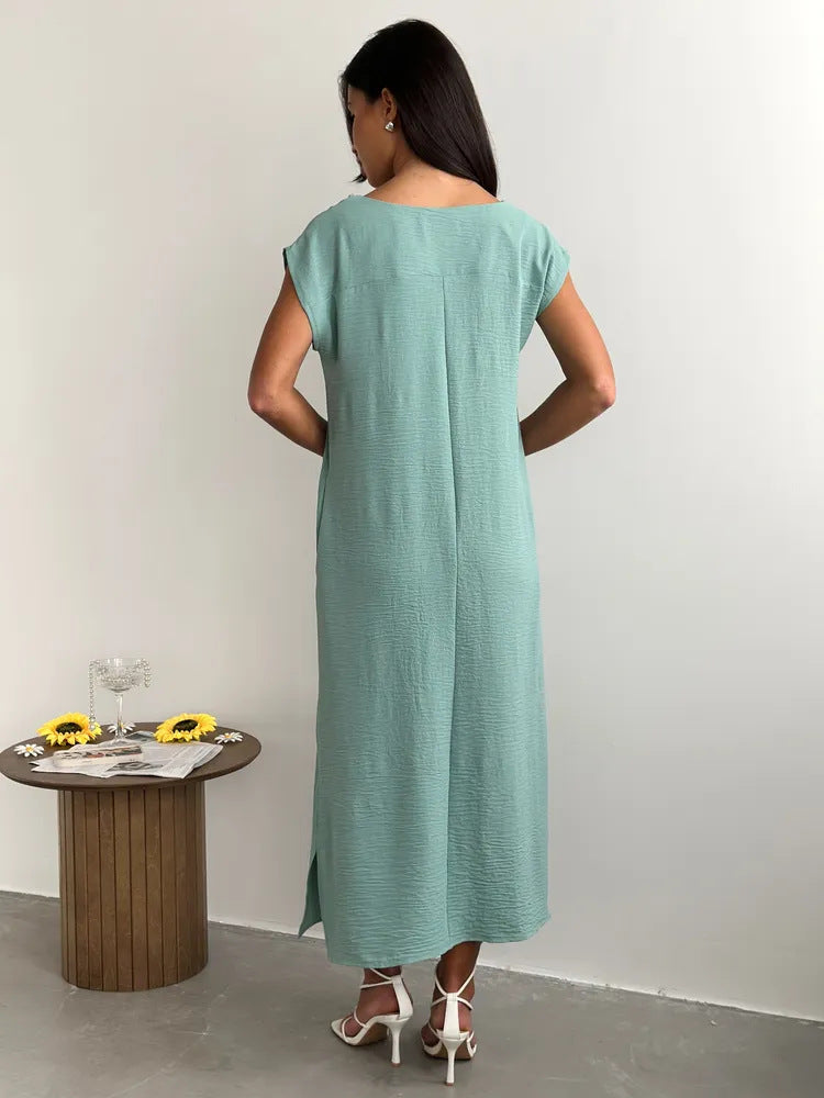 Women's Casual Side Slit Maxi Lounge Dress